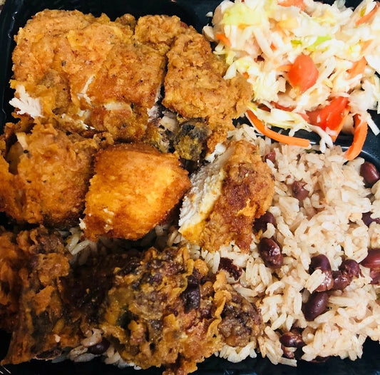 Rudy's Fried Chicken With Rice & Peas